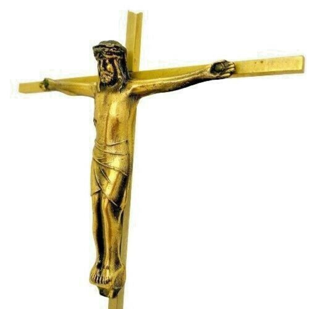 Crucifix Cross INRI JESUS CHRIST Wall Plaque Hanging Brass Religious Catholic